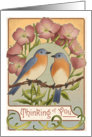 Bluebirds and Primrose - Thinking of You card