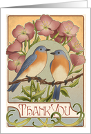 Bluebirds and Primrose - Thankyou Card