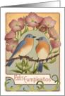 Bluebirds and Primrose - Feliz Cumpleanos card