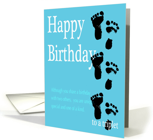 Happy Birthday Triplet - Footprints card (214954)