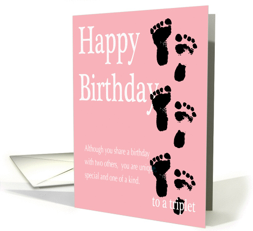 Happy Birthday Triplet - Footprints card (214958)