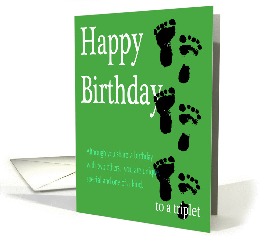 Happy Birthday Triplet - Footprints card (214960)