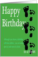 Happy Birthday Triplet - Footprints card