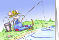 Gramps Cute Mouse Fishing Grandparents Day card