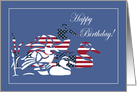 Patriotic Mallard Ducks Birthday Card