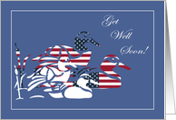 Patriotic Mallard Ducks Get Well Card