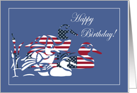 Patriotic Mallard Ducks Birthday Card
