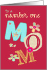 to a number one mom, happy mother’s day, letters and flowers, red card
