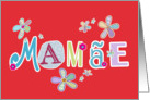 Mame, happy mother’s day in Portuguese, letters and flowers, red card