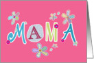 Mama, happy mother’s day in German, letters and flowers, pink card