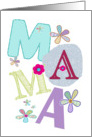Mama, happy mother’s day in Polish, letters and flowers card
