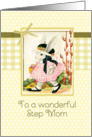 happy Easter to my Step Mom, vintage bunny, ribbon effect card