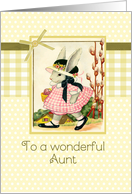 happy Easter to my wonderful aunt, vintage bunny, ribbon effect card
