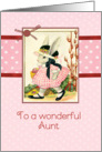 happy Easter to my wonderful aunt, vintage bunny, ribbon effect card