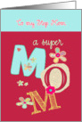 to my Step Mom, happy mother’s day, bright letters & florals card