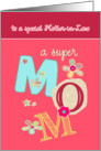 to my mother-in-law, happy mother’s day, bright letters & florals card