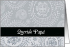 Happy Father’s day in Spanish, elegant text on grey paisley background card