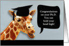 Congratulations on your Ph.D, smiling giraffe card