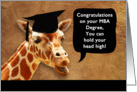 Congratulations on your MBA Degree, smiling giraffe card