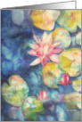 water lilies, watercolor painting, blank note card