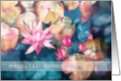 Happy 100th Birthday, Mom, watercolor painting, water lillies card