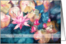 Happy 107th Birthday, watercolor painting, water lillies card