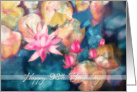 Happy 98th Birthday, watercolor painting, water lillies card