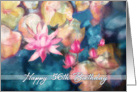 Happy 56th Birthday, watercolor painting, water lillies card