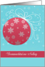 Merry Christmas in Irish Gaelic, red glass ornament, card