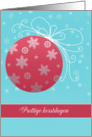 Merry Christmas in Dutch, prettige Kerstdagen, red glass ornament, card