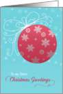 Merry Christmas to my Sister, red glass ornament, card