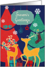 Season’s Greetings, reindeers, retro Christmas card