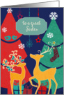 Merry Christmas to a great sister, reindeers, retro Christmas card