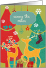 across the miles, retro Christmas card, reindeer card