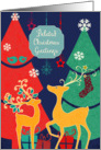 Belated Christmas greetings, retro Christmas card, reindeer card