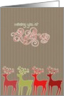 Missing you at Christmas, reindeers, kraft paper effect card