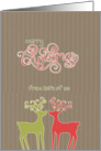 Merry Christmas from both of us, reindeers, kraft paper effect card