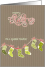 Merry Christmas to my teacher, stockings, Kraft paper effect card