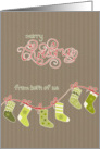 Merry Christmas from both of us, stockings, Kraft paper effect card