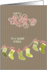 Merry Christmas to my friend, stockings, kraft paper effect card