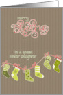 Merry Christmas to my foster daughter, stockings, kraft paper effect card