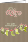 Merry Christmas to my Granddaughter, stockings, kraft paper effect card