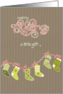 Merry Christmas, money enclosed, stockings, kraft paper effect card