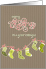 Merry Christmas to my colleague, stockings, kraft paper effect card