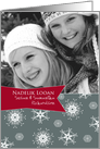 Merry Christmas in Cornish, Photo Card, customizable, snowflakes card