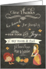 Happy Thanksgiving to my mom and dad, chalkboard effect, card