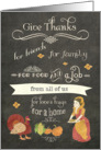 Happy Thanksgiving from all of us, Scripture, chalkboard effect card