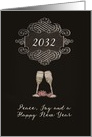 Year Customizable, Happy New Year, chalkboard effect, champagne card