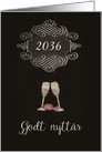 Year Customizable, Happy New Year in Norwegian, chalkboard effect, card