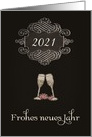 Year Customizable, Happy New Year in German, chalkboard effect, card